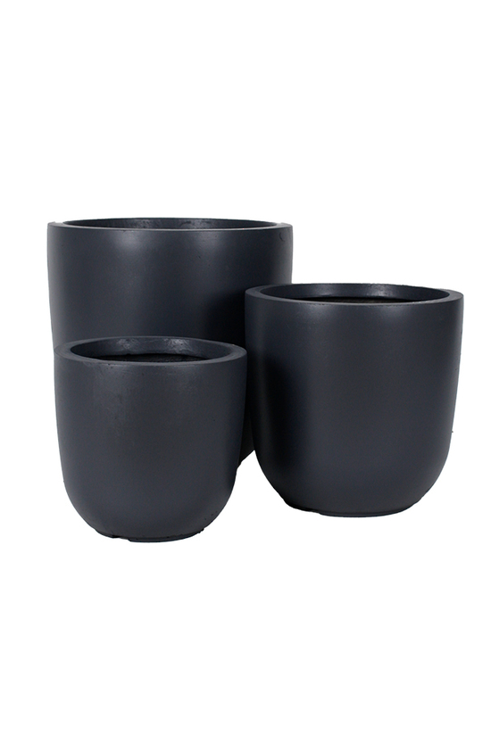 Fibre Clay Pot Anthracite – Set of 3
